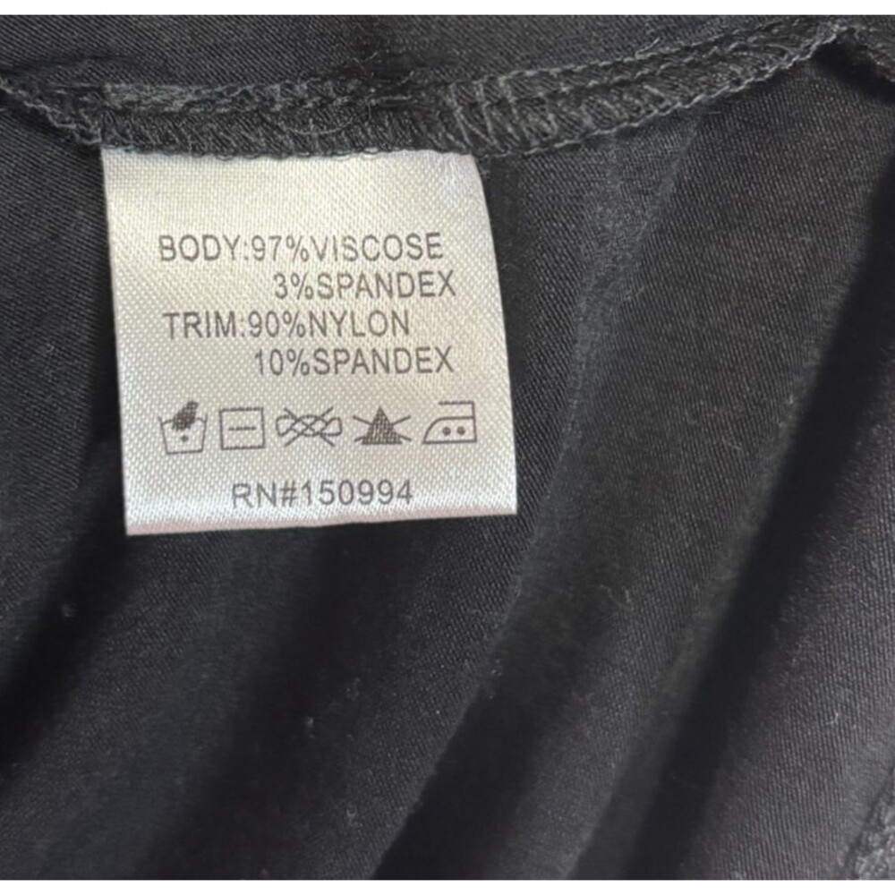 Belldini Women's Top Black Lace Sleeves Whimsigoth Romantic Feminine‎ Y2K Sz L - Picture 7 of 8